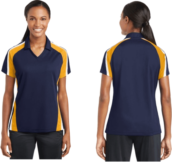 Sport-Tek® Ladies Tricolor Micropique Sport-Wick®Polo. Navy / Gold / White  LST654