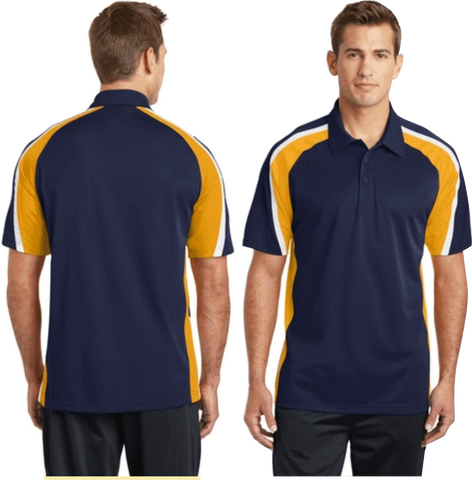 Sport-Tek® Tricolor Micropique Sport-Wick® Polo.  Navy/Gold/White ST654