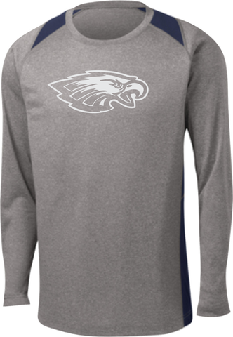 Reflective Eagle long sleeve wicking T shirt with color insert